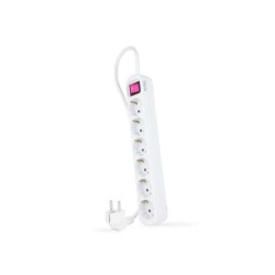 Striscia di protezione nanocavo con 6 Shucko - Cavo da 1,40 m - Interruttore On/Off - Colore bianco