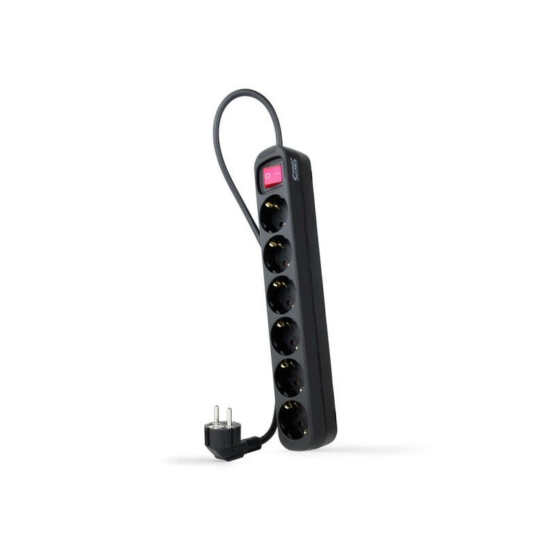 Nanocable Regleta de Proteccion con 6 Shuckos - Cable de 1.40m - Interruptor On/Off - Color Negro Nanocable Regleta de Proteccion con 6 Shuckos - Cable de 1.40m - Interruptor On/Off - Color Negro
