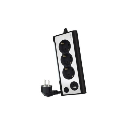Multipresa da tavolo nanocavo con 3 Shucko, 1 USB-C e 1 USB-A - Illuminazione a LED con interruttore - Cavo da 1,50 m