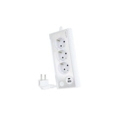 Multipresa da tavolo nanocavo con 3 Shucko, 1 USB-C e 1 USB-A - Illuminazione a LED con interruttore - Cavo da 1,50 m