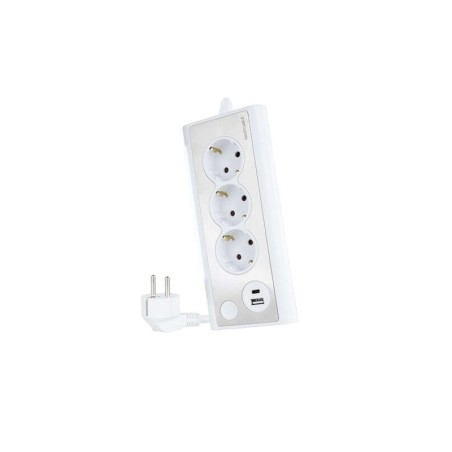 Multipresa da tavolo nanocavo con 3 Shucko, 1 USB-C e 1 USB-A - Illuminazione a LED con interruttore - Cavo da 1,50 m