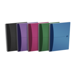Quaderno a spirale A4 Oxford Office Urban Mix - Copertina in plastica robusta - 90 fogli a quadretti 5x5 - Colori assortiti 5pz 