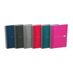 Quaderno a spirale A5 Oxford Office Essentials con copertina morbida - 90 fogli - Griglia 5x5 - Colori assortiti 5pz 5pz
