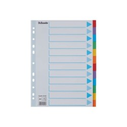 Esselte Separadores 12 Posiciones - Multitaladro - 6 Colores - Carton - Tamaño A4