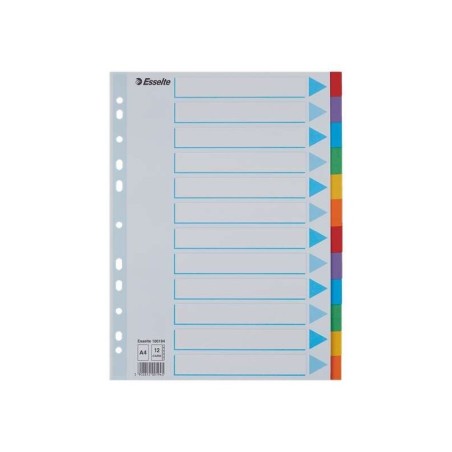 Esselte Separadores 12 Posiciones - Multitaladro - 6 Colores - Carton - Tamaño A4