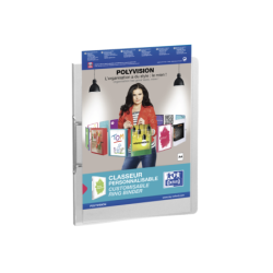 Raccoglitore ad anelli Oxford Polyvision A4 - Copertina in plastica personalizzabile - Dorso da 30 mm - 2 anelli da 20 mm - Tras
