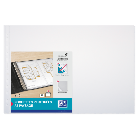 Copertine standard in polipropilene multiforo Oxford A3 orizzontale - Formato A3 orizzontale - Spessore 90 micron - Colore pelle