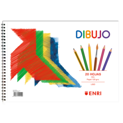 Enri Pajarita Bloc de Dibujo A4+ - Tapa Blanda - 20 Hojas 120gr - Microperforado - 2 Taladros - Liso