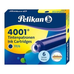 Pelikan Caja de 6 Cartuchos 4001 TP/6 - Tinta de Alta Calidad - Compatible con Plumas Estilograficas - Color Azul Real