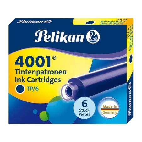 Pelikan Caja de 6 Cartuchos 4001 TP/6 - Tinta de Alta Calidad - Compatible con Plumas Estilograficas - Color Azul Real
