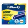 Pelikan Caja de 6 Cartuchos 4001 TP/6 - Tinta de Alta Calidad - Compatible con Plumas Estilograficas - Color Azul Real