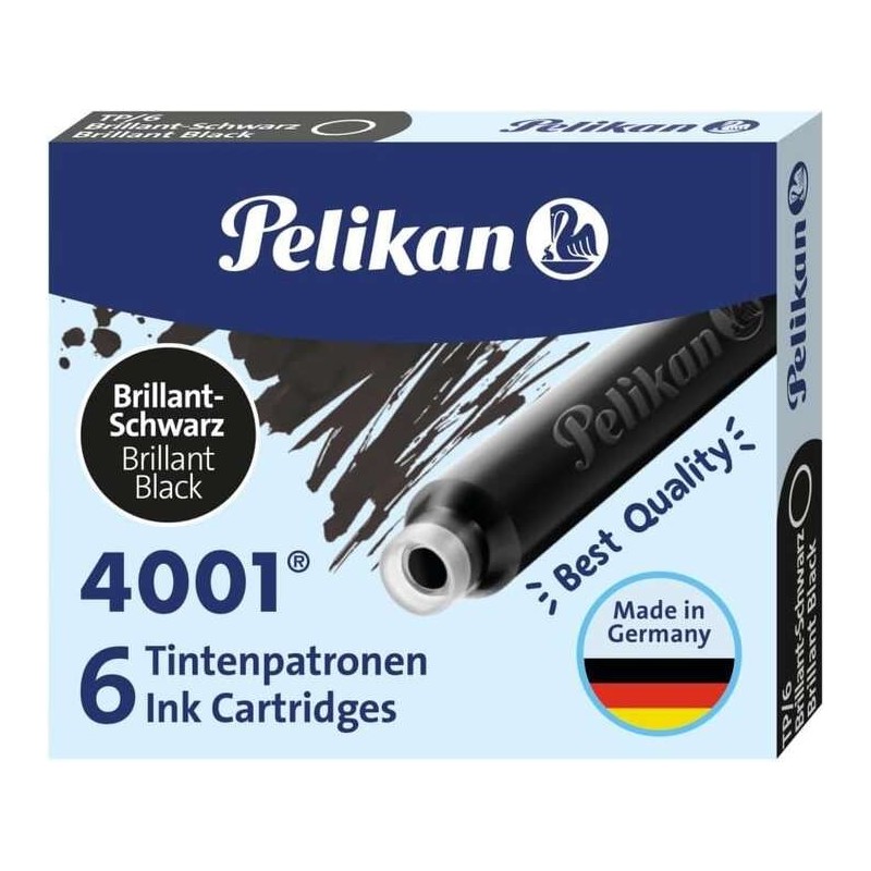 Pelikan Caja de 6 Cartuchos 4001 TP/6 - Tinta de Alta Calidad - Compatible con Plumas Estilograficas - Color Negro Pelikan Caja de 6 Cartuchos 4001 TP/6 - Tinta de Alta Calidad - Compatible con Plumas Estilograficas - Color Negro