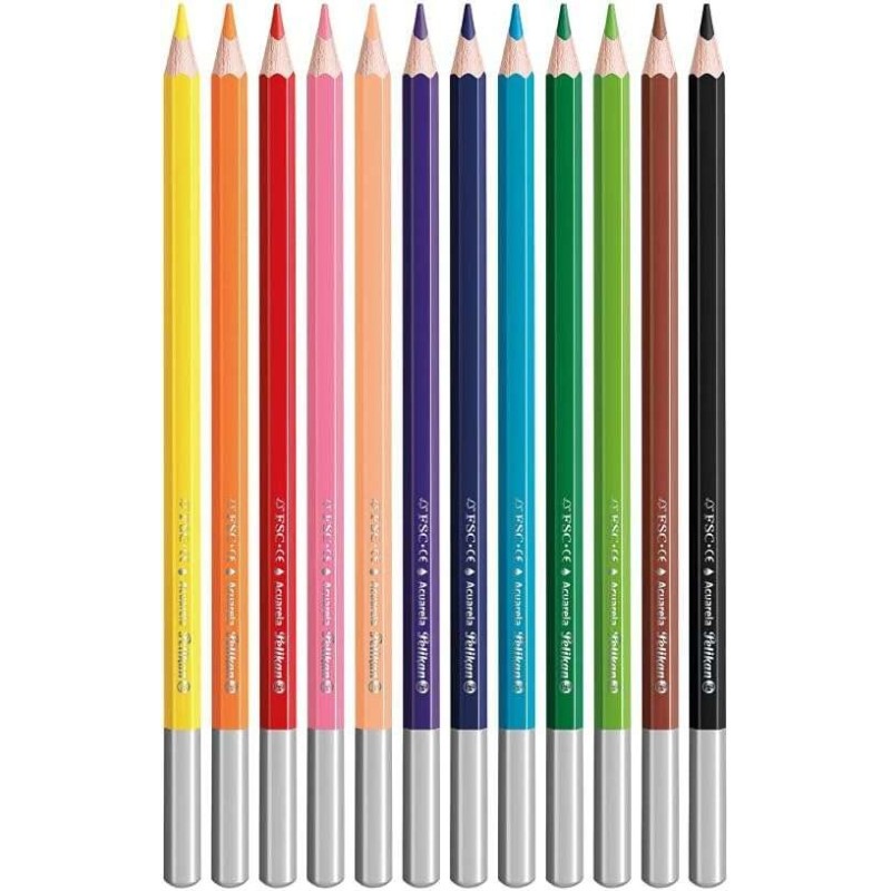 Pelikan Scatola da 12 Matite Esagonali con Pennello - Mina Antirottura - Acquerello - Include Pennello - FSC Pelikan Scatola da 12 Matite Esagonali con Pennello - Mina Antirottura - Acquerello - Include Pennello - FSC