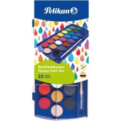 Acquerelli Pelikan School - 22 colori - Facile da diluire - Resistente alla luce - Include 1 pennello