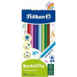 Pelikan Scatola da 12 Matite Colorate Esagonali Laccate - Mina Antirottura - Certificazione FSC