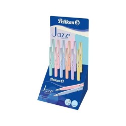 Pelikan Expositor 12 Boligrafos Jazz "Pastel" - Punta Fina - Tinta de Calidad - Colores Pastel