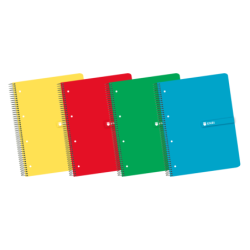 Enri A4+ Europeanbook - Copertina rigida robusta - Spirale di alta qualità - 120 fogli di carta a quadretti 5x5 - Colori assorti