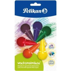 Pastelli Pelikan Mouse BL6 - Forma ergonomica - Non macchia - Colori assortiti