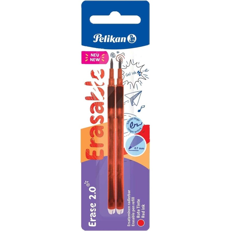 Pelikan Blister 2 Erase 2.0 Gomma di ricambio - Ideale per matite e penne - Colore rosso Pelikan Blister 2 Erase 2.0 Gomma di ricambio - Ideale per matite e penne - Colore rosso