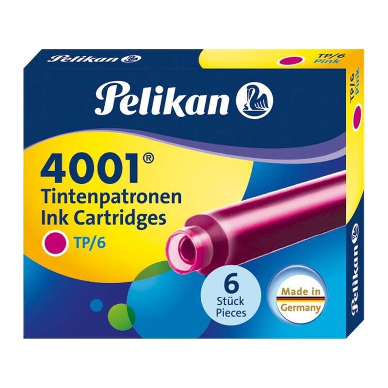 Scatola Pelikan da 6 Cartucce 4001 TP/6 - Formato Standard - Colore Rosa Scatola Pelikan da 6 Cartucce 4001 TP/6 - Formato Standard - Colore Rosa