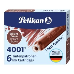 Pelikan Scatola da 6 Cartucce 4001 TP/6 Inchiostro di Alta Qualità - Compatibile con Penne Stilografiche - Colore Marrone