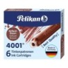 Pelikan Scatola da 6 Cartucce 4001 TP/6 Inchiostro di Alta Qualità - Compatibile con Penne Stilografiche - Colore Marrone