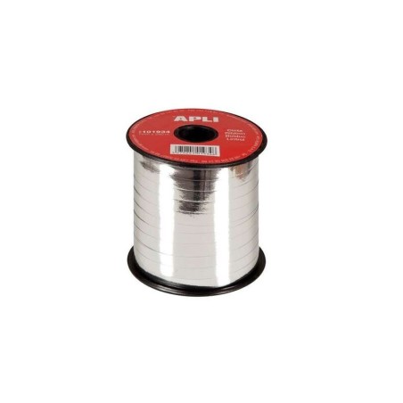 Rotolo di nastro per confezioni regalo Apli da 7 mm x 250 m - Finitura lucida - Colore argento