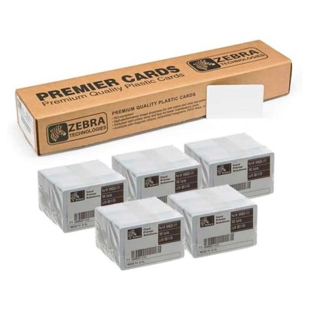 Confezione Zebra da 500 carte in PVC stampabili bianche originali - Formato CR-80 86x54mm - 104523-111