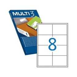 Confezione Multi3 da 800 etichette bianche con bordi dritti dimensioni 97,0 x 67,7 mm con adesivo permanente per molteplici usi