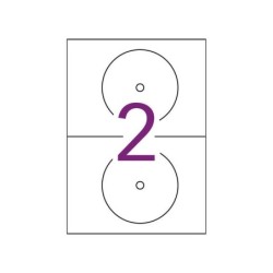 Etichette permanenti per CD/DVD Apli formato mega con retro opaco 25 fogli I/L/C