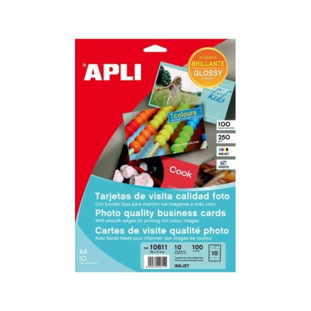 Apli Tarjetas de Visita Cantos Rectos Brillante 250g 10 Hojas