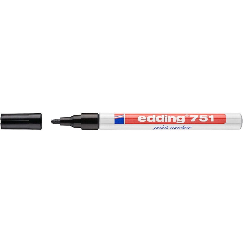 Edding 751 Rotulador Permanente - Punta Redonda - Trazo entre 1 y 2 mm. - Tinta Opaca - Secado Rapido - Color Negro Edding 751 Rotulador Permanente - Punta Redonda - Trazo entre 1 y 2 mm. - Tinta Opaca - Secado Rapido - Color Negro