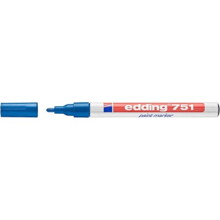 Edding 751 Rotulador Permanente - Punta Redonda - Trazo entre 1 y 2 mm. - Tinta Opaca - Secado Rapido - Color Azul