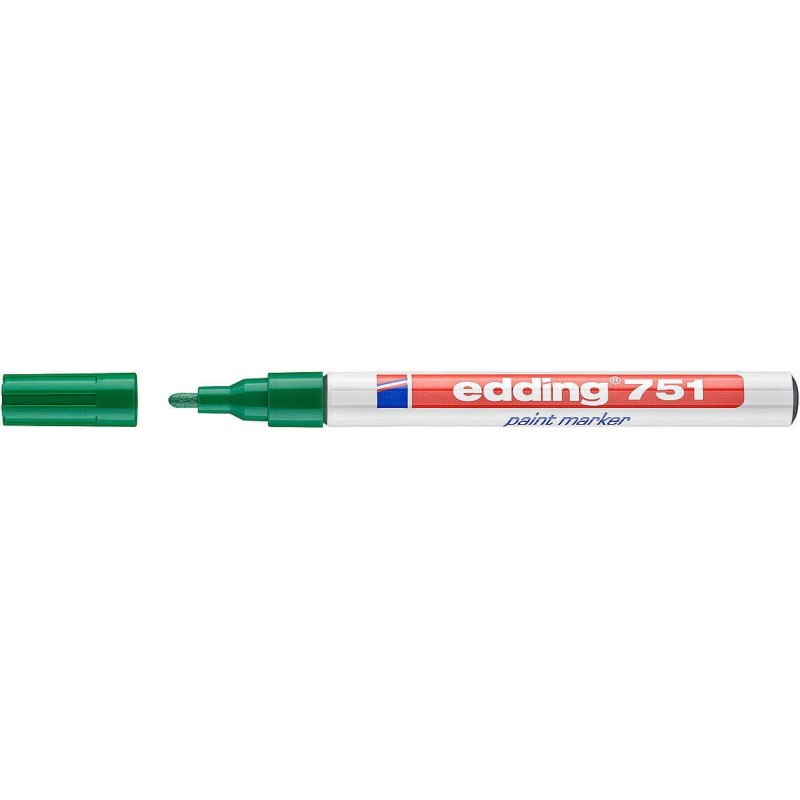 Edding 751 Rotulador Permanente - Punta Redonda - Trazo entre 1 y 2 mm. - Tinta Opaca - Secado Rapido - Color Verde Edding 751 Rotulador Permanente - Punta Redonda - Trazo entre 1 y 2 mm. - Tinta Opaca - Secado Rapido - Color Verde