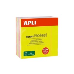 Apli Funny Cube da 400 foglietti adesivi 75 x 75 mm - Colori fluorescenti assortiti