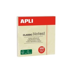 Blocco da 100 foglietti adesivi Apli Classic 75 x 75 mm - Giallo