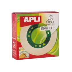 Apli Cinta Adhesiva Invisible 19mm x 33m - Facil de Cortar - Resistente - Ideal para Uso en Oficina - Transparente