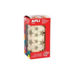 Apli Rollo de 2360 Gomets Estrella Dorada - 12.5mm y 19.5mm - Adhesivo Permanente - Ideal para Escuelas y Talleres Infantiles