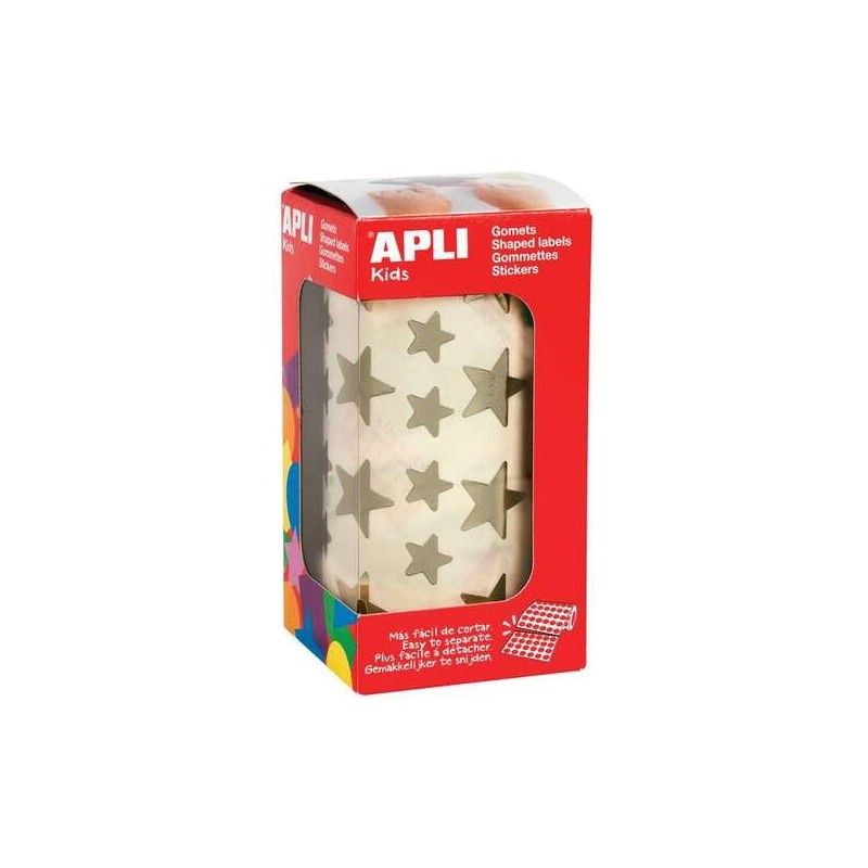 Apli Rollo de 2360 Gomets Estrella Dorada - 12.5mm y 19.5mm - Adhesivo Permanente - Ideal para Escuelas y Talleres Infantiles Apli Rollo de 2360 Gomets Estrella Dorada - 12.5mm y 19.5mm - Adhesivo Permanente - Ideal para Escuelas y Talleres Infantiles