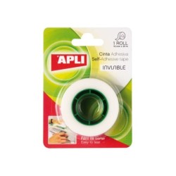 Apli Cinta Adhesiva Invisible 19mm x 33m - Facil de Cortar - Resistente - Ideal para Uso en Oficina - Transparente