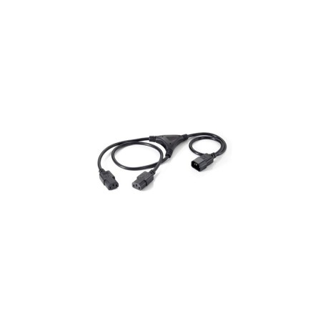 Equip Cable de Alimentacion C13 2x IEC C13 Hembra - 1x IEC C14 Macho - Longitud 2.2m - Color Negro