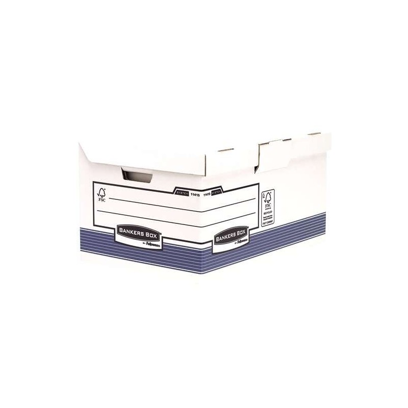 Contenitore Fellowes Bankers Box Maxi File - Coperchio Fisso - Assemblaggio Fastfold Automatico - Certificazione FSC in Cartone Contenitore Fellowes Bankers Box Maxi File - Coperchio Fisso - Assemblaggio Fastfold Automatico - Certificazione FSC in Cartone