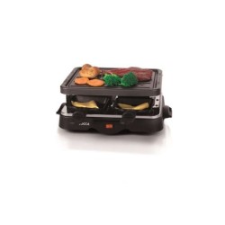 Jocca Raclette 500W - Plancha Grill con Placa Antiadherente - Incluye 4 Sartenes Individuales y 4 Espatulas de Madera