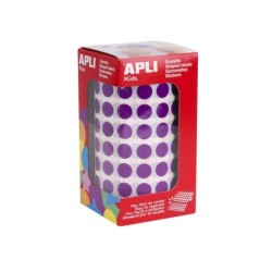 Apli Gomets Redondos Lila Ø 10.5mm - 59 Hojas Pretroqueladas - 5192 Gomets por Rollo - Ideal para Escuelas y Talleres Infantiles