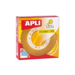 Apli Cinta Adhesiva de Doble Cara 15 mm x 10 m - Transparente