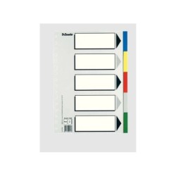 Esselte 613 Bolsa de 5 Separadores de Plastico - 5 Pestañas / 5 Colores - Multitaladro - Formato Folio