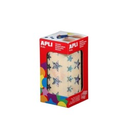 Apli Holographic Star Gomets - 12,5 mm e 19,5 mm - Adesivo permanente - 59 fogli preforati - 2.360 Gomet per rotolo