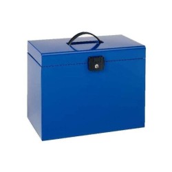 Esselte Home-Box A4 Maletin Metalico - con 5 Carpetas - Azul - con Asa y Cerradura con Llave