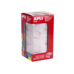 Apli Gomets Redondos Blancos Ø 15mm - 59 Hojas Pretroqueladas - 2832 Gomets por Rollo - Adhesivo Base Agua - Normas EN-71 y FSC
