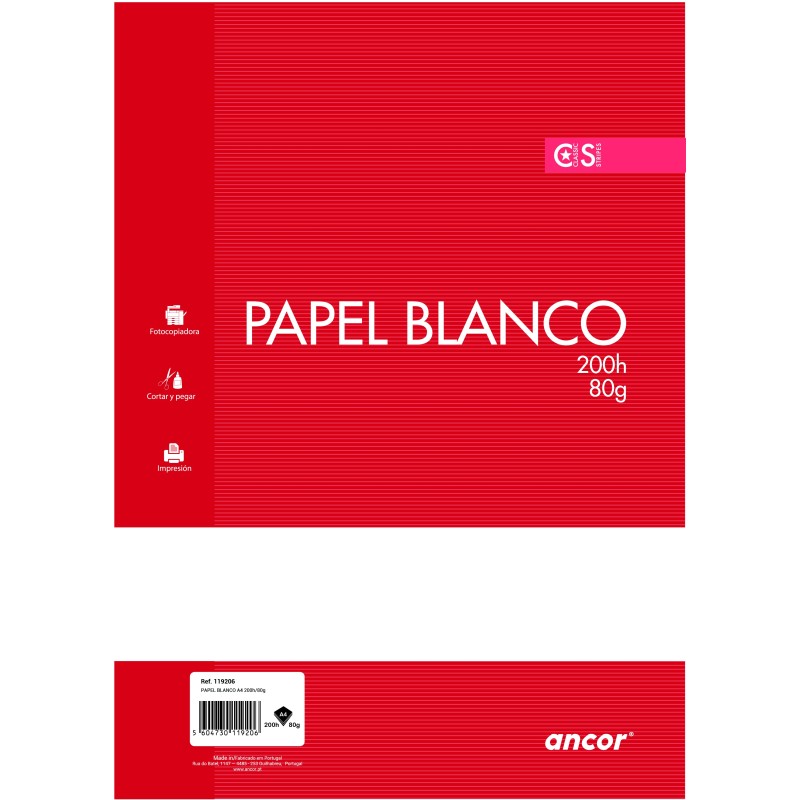 Carta Ancor Confezione da 200 fogli da 80gr formato A4 tinta unita Carta Ancor Confezione da 200 fogli da 80gr formato A4 tinta unita